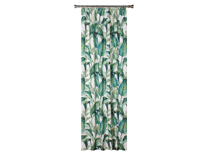 Zasłona Calatea kółka 140x270 cm zielono-biała