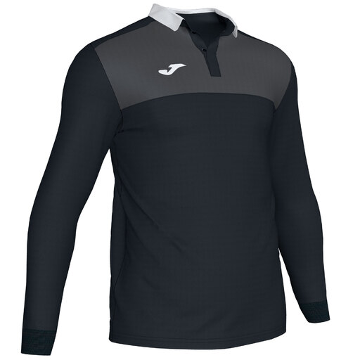  Tricou polo cu mânecă lungă Joma Winner II, negru, antracit