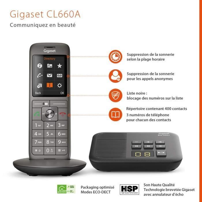 Gigaset CL 660 A draadloze telefoon in antraciet - antwoordapparaat, verlicht kleurenscherm en hoogwaardige afwerking