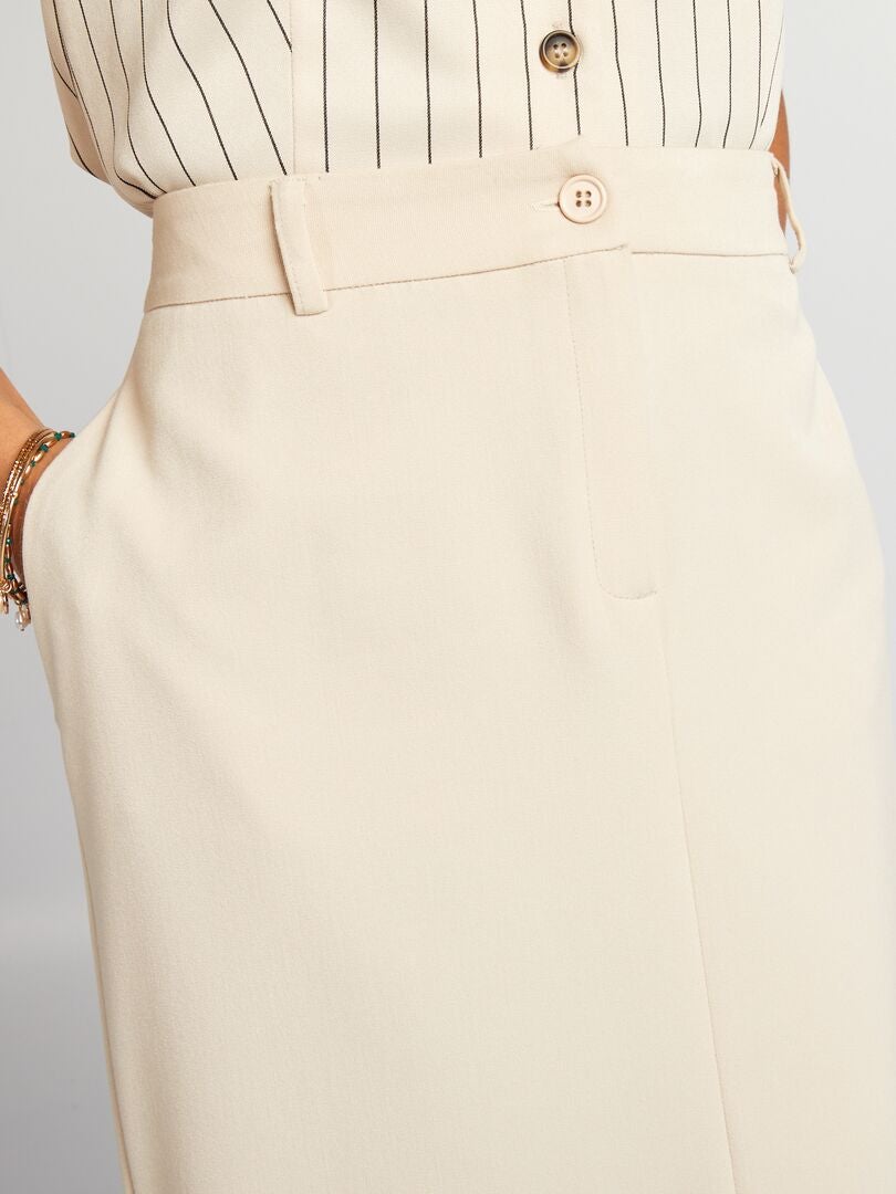 Falda lápiz con abertura larga - BEIGE