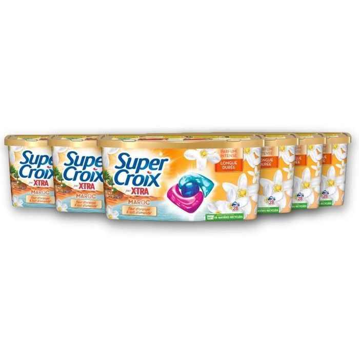 Vaskekapsler - Super Croix av X•Tra - Trio-Caps - Appelsinblomst- og mandelmelk - 6 x 28 vask
