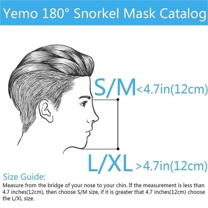 Duikmasker - XICHAO - Volledig gezichtsmasker 180° - Anti-condens - Maat L/XL - Blauw