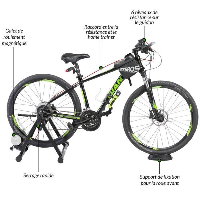SPORTANA® Home Trainer vélo Max. 150kg entraîneur vélo Noir Pliable Acier 26'/28' Support 6 Niveaux de résistance Frein