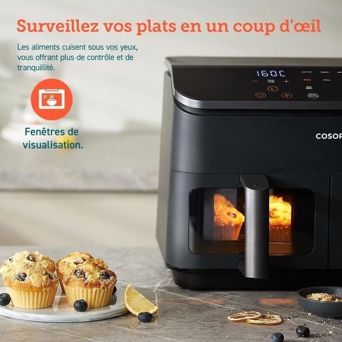 COSORI Air Fryer - Dual Basket Chef Edition - 8.5L Capacity - 2 Baskets - 8 Programs - 1750W - Black