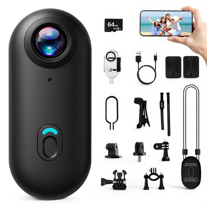 Action camera 4K impermeabile 64GB Mini bodycam per bici dashcam WiFi Action camera Body camera Moto camera Sports camera per ciclismo