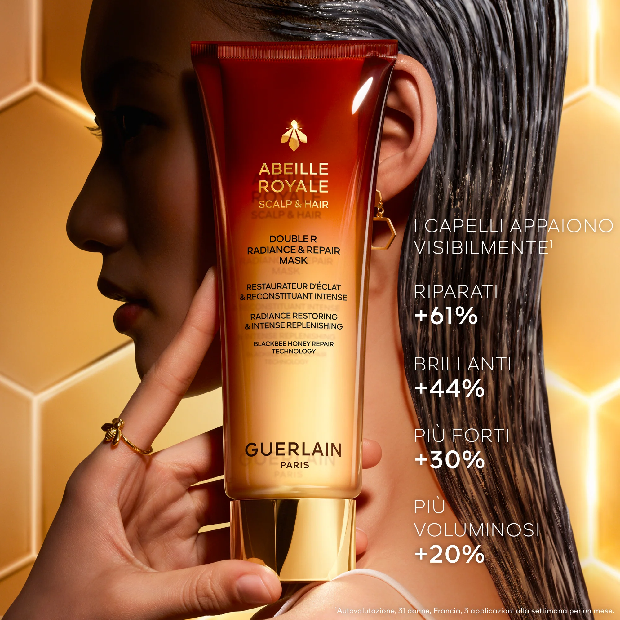 Abeille Royale Scalp & Hair Double R Radiance & Repair Mask - Maschera Riparatrice Capelli, Maschera Illuminante Capelli