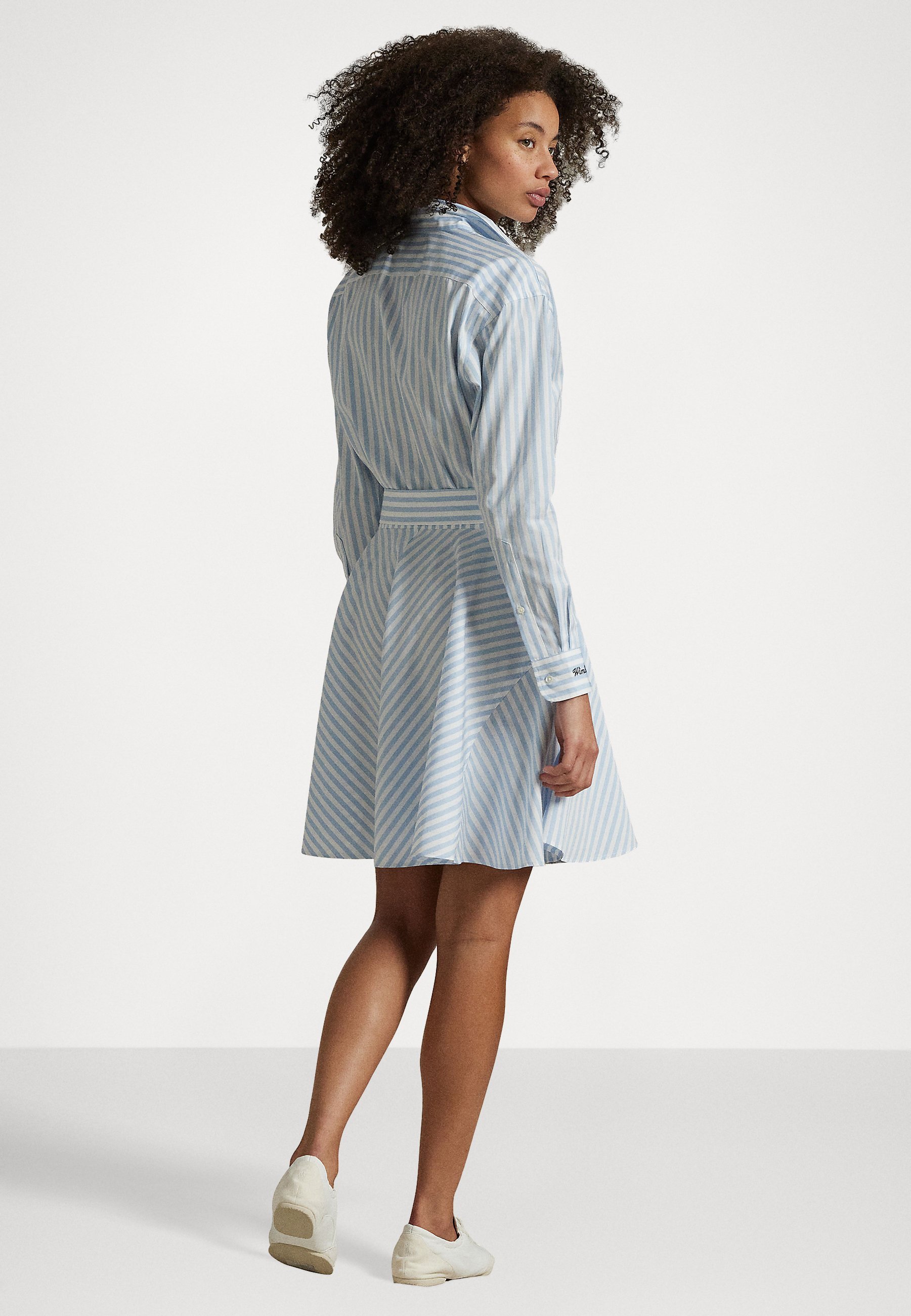 Polo Ralph Lauren Wimbledon gestreepte katoenen jurk met panelen - Overhemdjurk - Southport blauw/keramisch wit