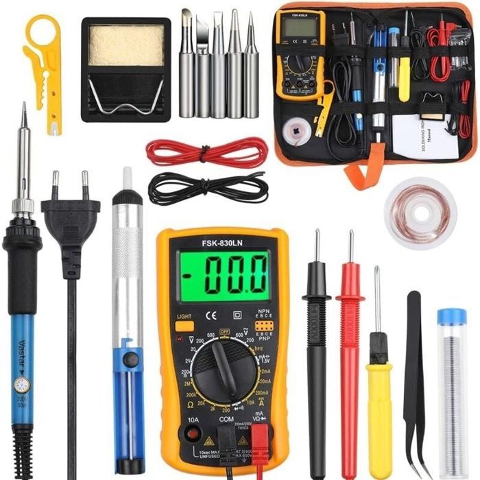 Kit di saldatura - AIMOONSA - Vastar - 60W - Temperatura regolabile (200-450°C) - Multimetro incluso