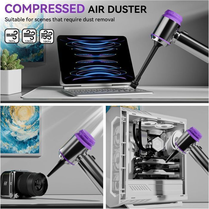 Aspiradora de mano ACELIFE de 18000 Pa, potente aspiradora inalámbrica para coche con 3 velocidades, 80 000 RPM, para PC, hogar, coche, oficina y sofá.