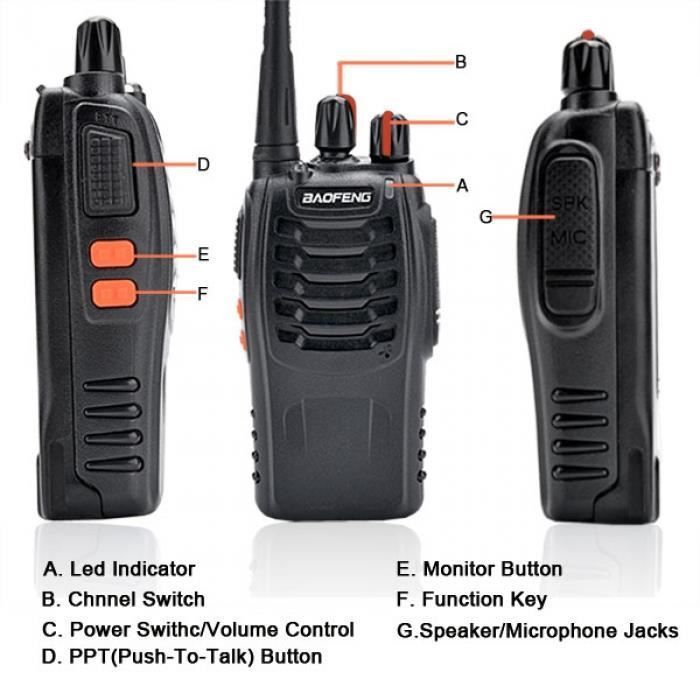 talkie walkie Baofeng BF-888 s 2PCS UHF 400-470MHZ 2 voies Radio 16CH 5W longue portee ARVA interphone