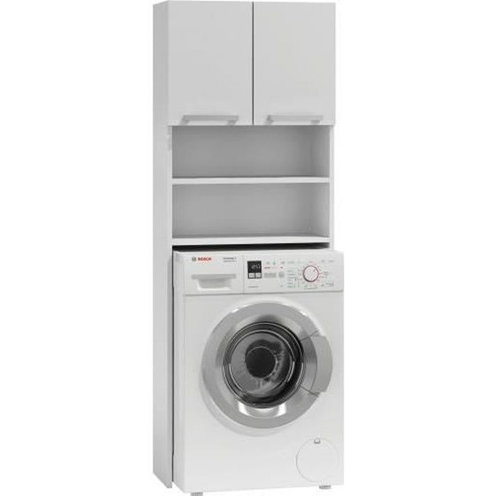 COMO - Mueble para lavadora 64x183x30 - Espacio de almacenamiento para lavandería/lavadora/baño con armario/estantes
