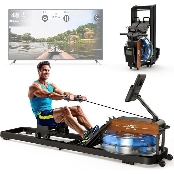 Indoor rowing machine - METTLEMATIC - Foldable - Water resistance - Bluetooth connected - Tablet holder - 160kg