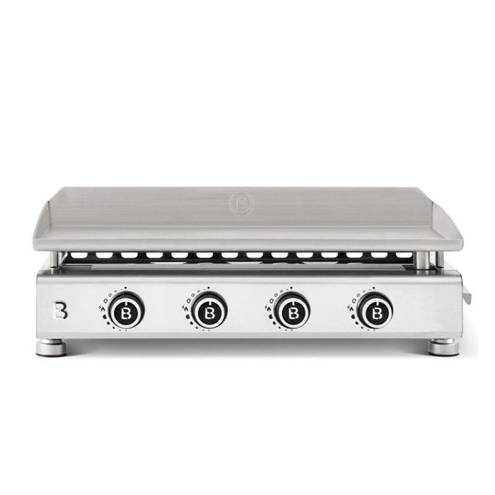 Plancha-parrilla Silvia EVO de 4 quemadores - Brasero - Placa de acero inoxidable de 84 x 34 cm - Encendido piezoeléctrico integrado - Cajón de grasa con indicador de nivel - 10,6 kW