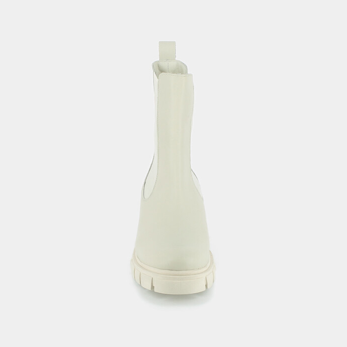 Bottines à talons et semelles crantées  en cuir écru