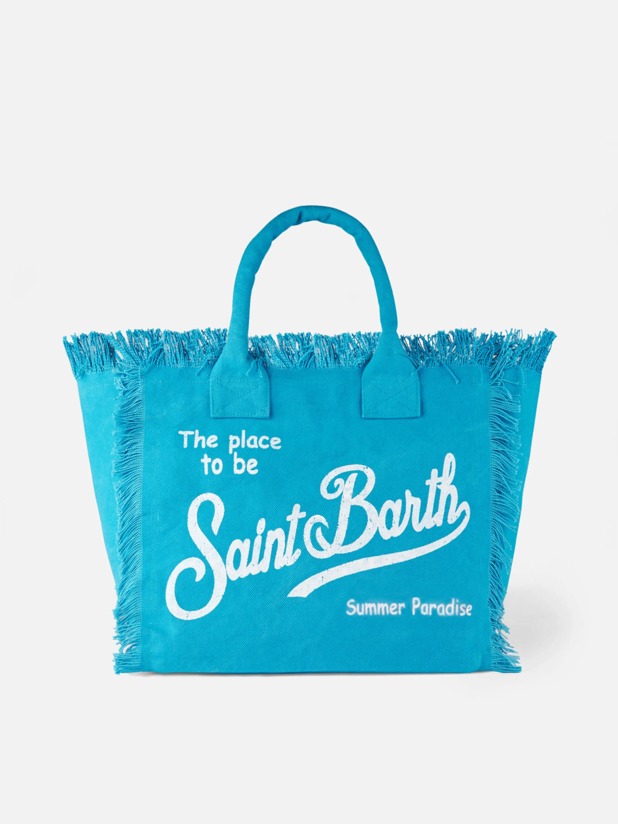 Vanity Turquoise Shoulder Bag with Logo Print & Inside Zip Pocket | MC2 Saint Barth