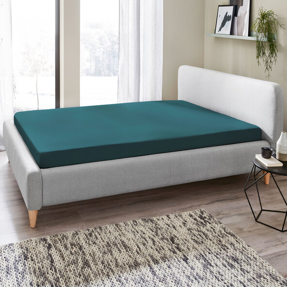 Jersey-stræklagen, 90-100 x 200 cm, grøn