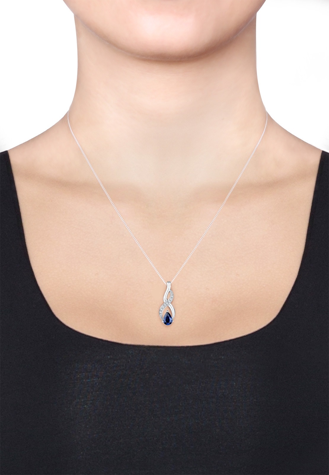 Elli Femme Symbole Infinité de Zircone et Saphir - (925/1000) Argent