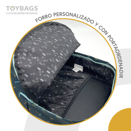  Mochila Escolar Minecraft Greeny Aanpasbaar + Carro Toybags 4 Ruedas 360º