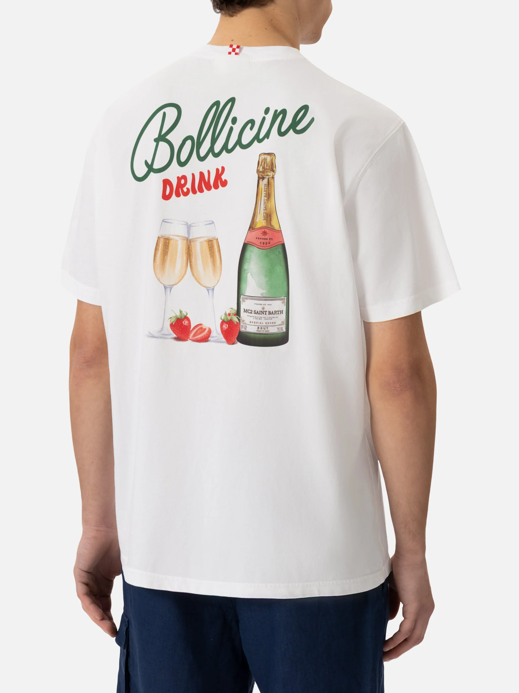 Camiseta de algodón para hombre con estampado de bebida Bubbles