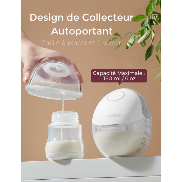 Momcozy Tire-lait Mains Libres Mobile Style | M6, Tire-lait Électrique avec Bride DoubleFit, 1 Paquet, Gris