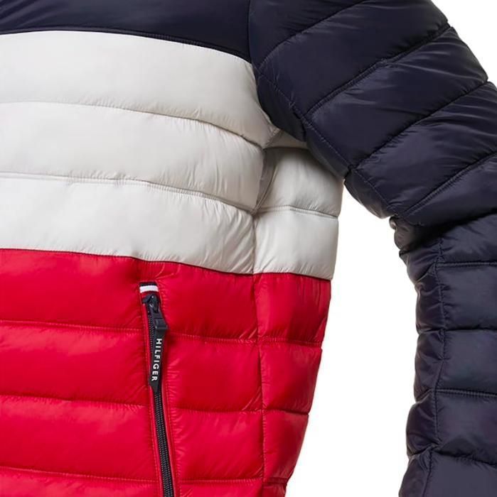 Chaqueta acolchada Ultra Loft de Tommy Hilfiger, color azul y rojo, para hombre.
