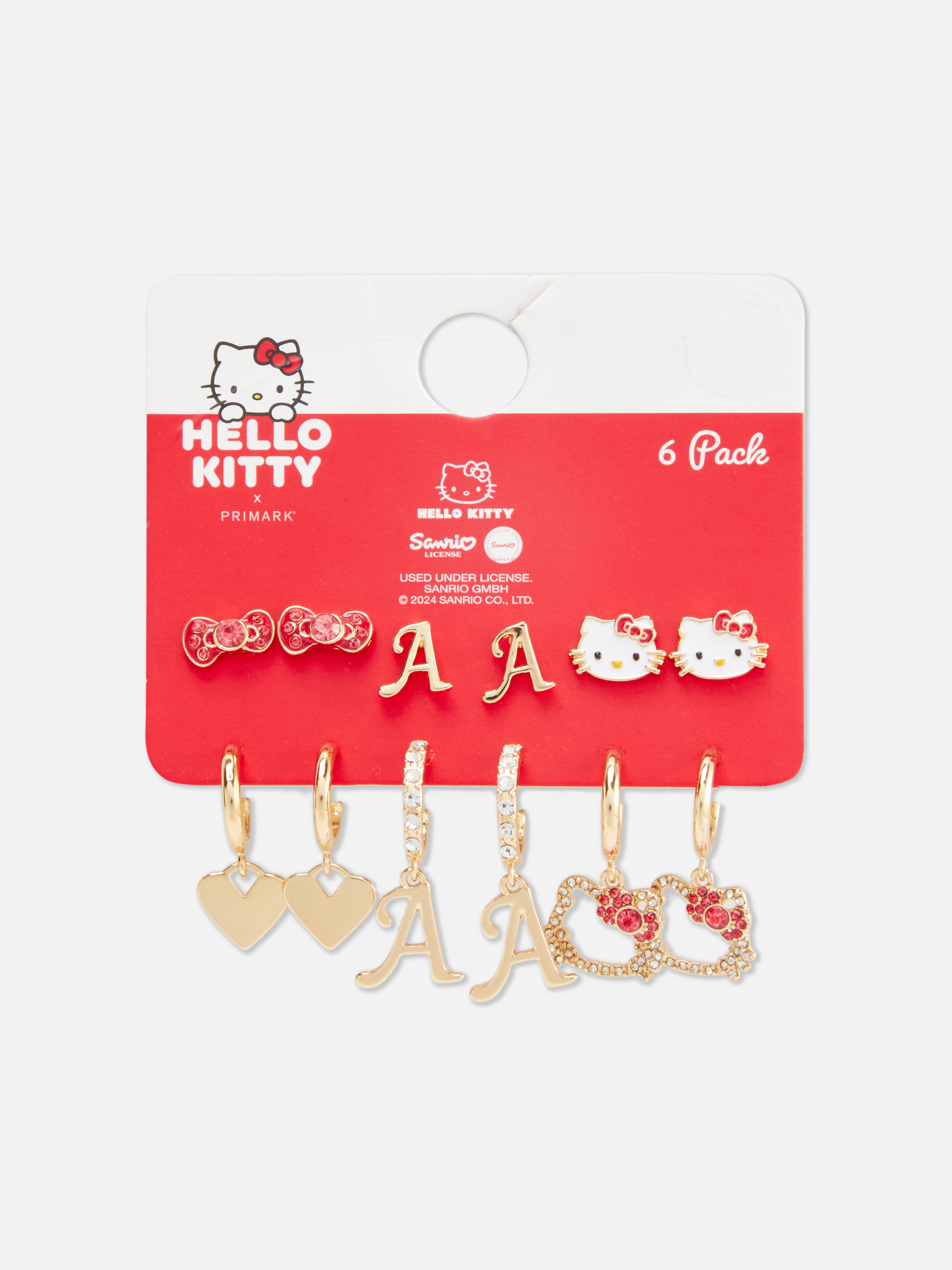 Cercei Hello Kitty, 6 bucăți Un set de șase cercei Hello Kitty