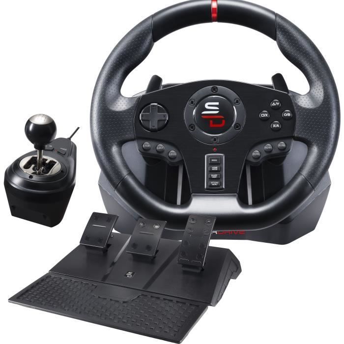 Volante de carreras SUPERDRIVE GS850-X - Palanca de cambios manual - 3 pedales - Levas de cambio - PS4 / Xbox