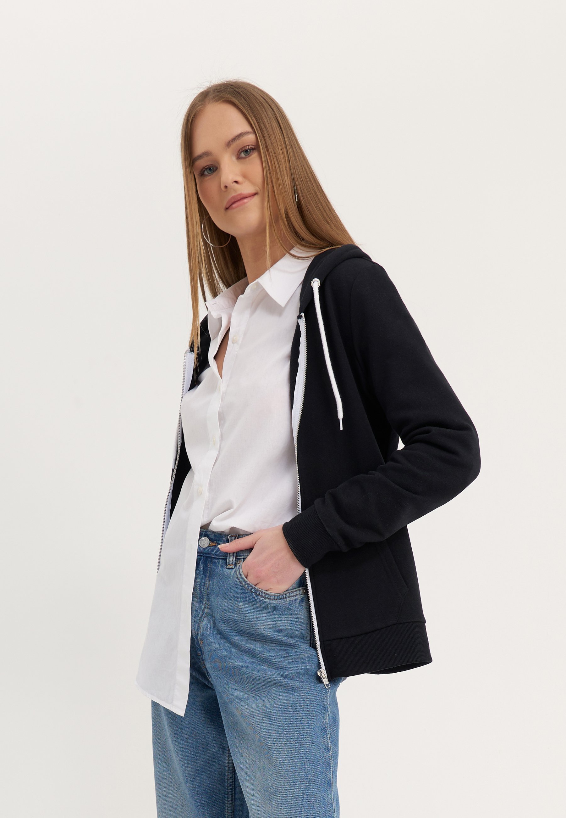 Even&Odd sweatshirt met rits - zwart