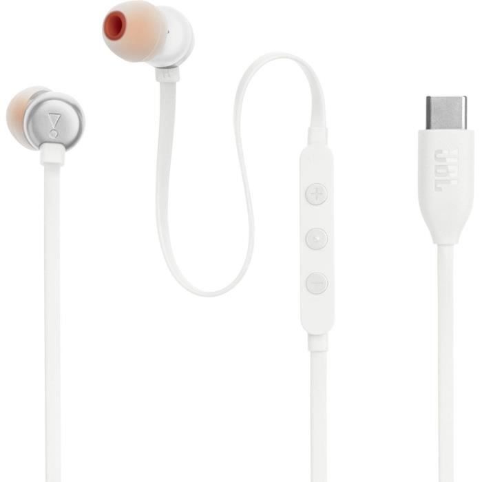 Auriculares con cable JBL Tune 310C - USB-C - Compatibles con audio de alta resolución - Blanco