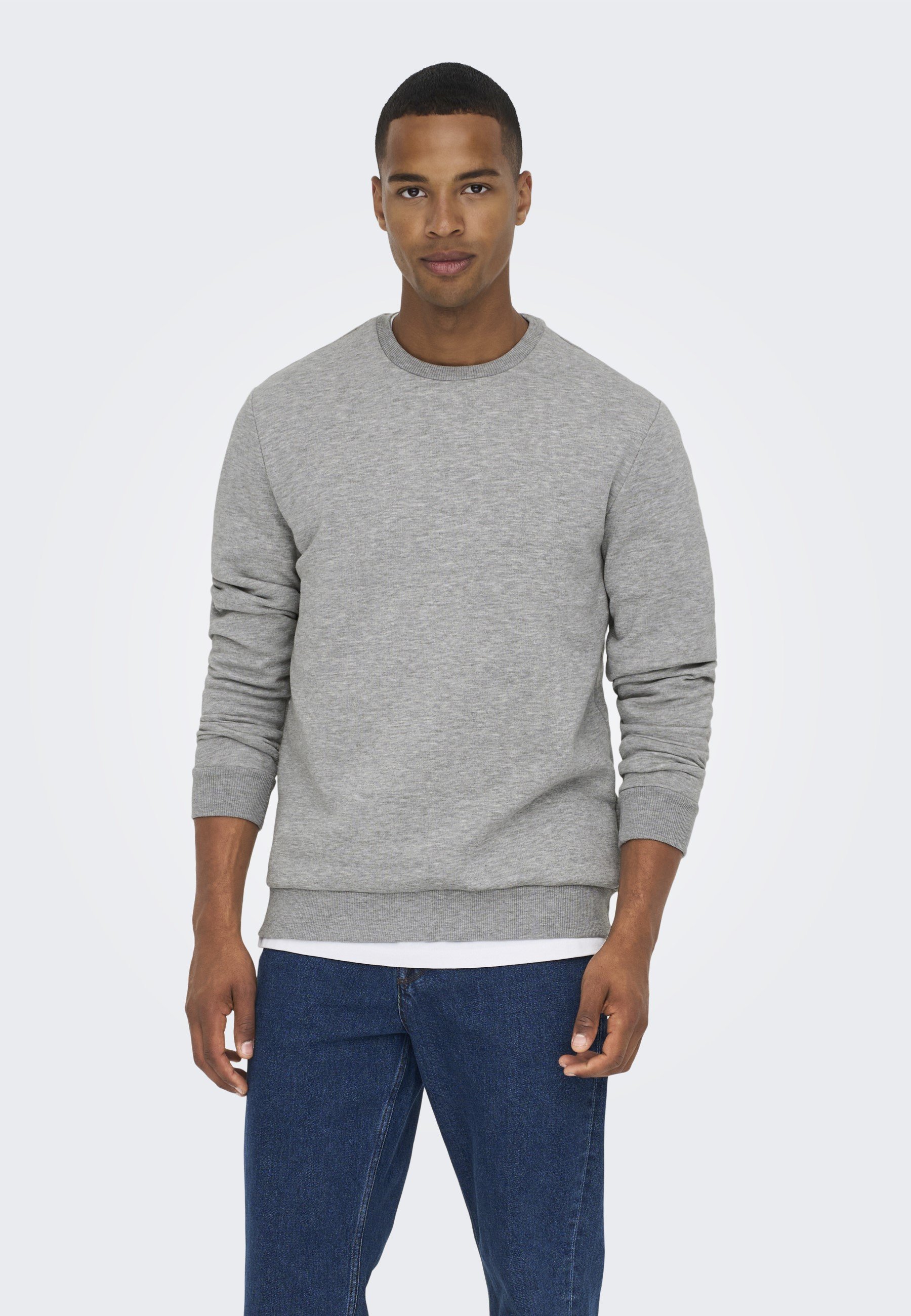 Only & Sons ONSCERES LIFE COL RONG - Sweat-shirt - gris clair chiné