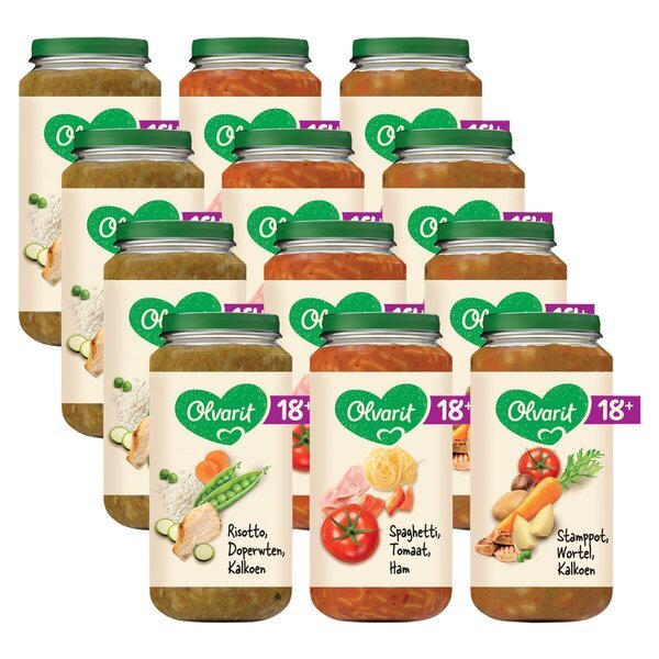 Olvarit 18+M meni z različnimi obroki<br>12 x 250 g