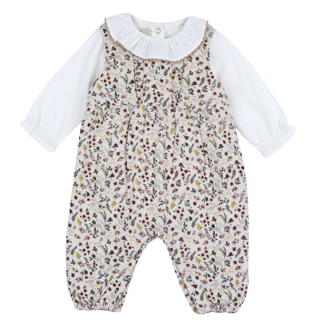 Bloemenprint romper en slabbetje set