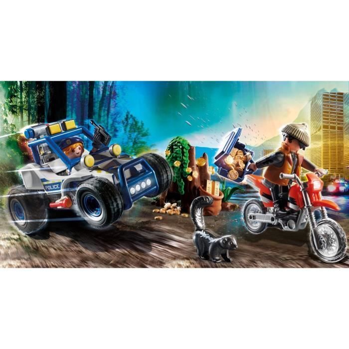 PLAYMOBIL - 70570 - Policial com carro e ladrão de moto - Materiais variados - Multicolorido - Variado