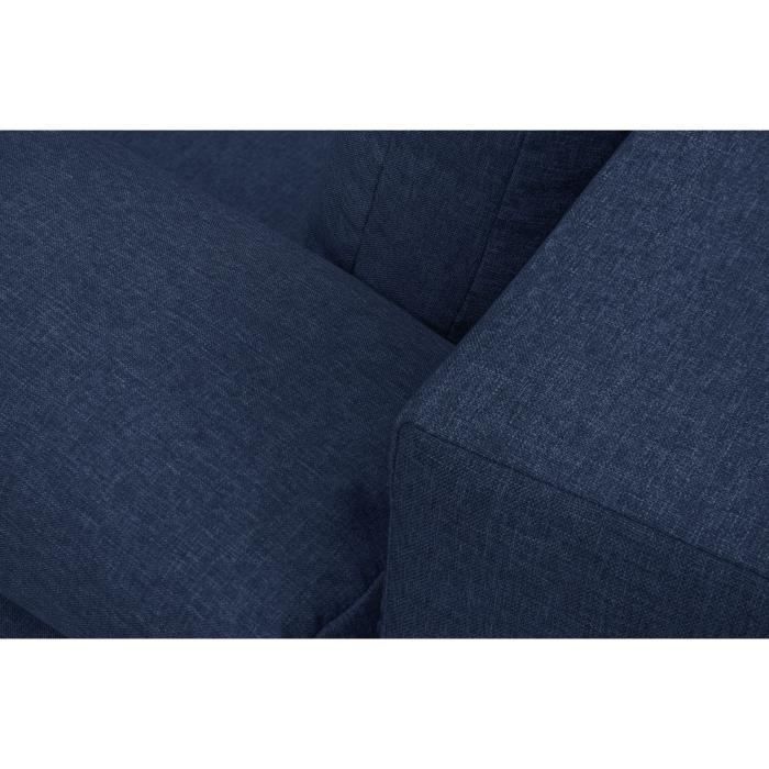 Canapé convertible - 3 places - MIKA - Tissu bleu foncé - Coffre de rangement - L 192 x H 84 x P 93 cm