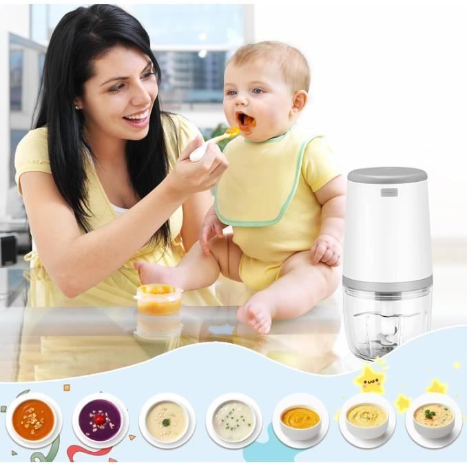 Mini Mixeurs pour Bébé,Mini Robot culinaire,300ml Bébé Blender,Mini Hachoir Électrique,Mini Robot Culinaire avec Chargement USB,Blen