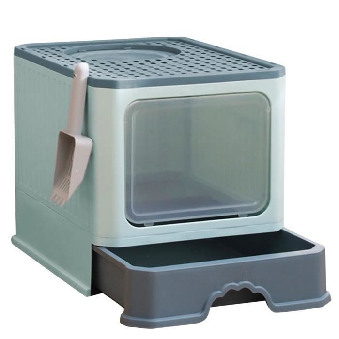 Arenero plegable para gatos HUOLE con pala - Blanco - 51*41*38 cm
