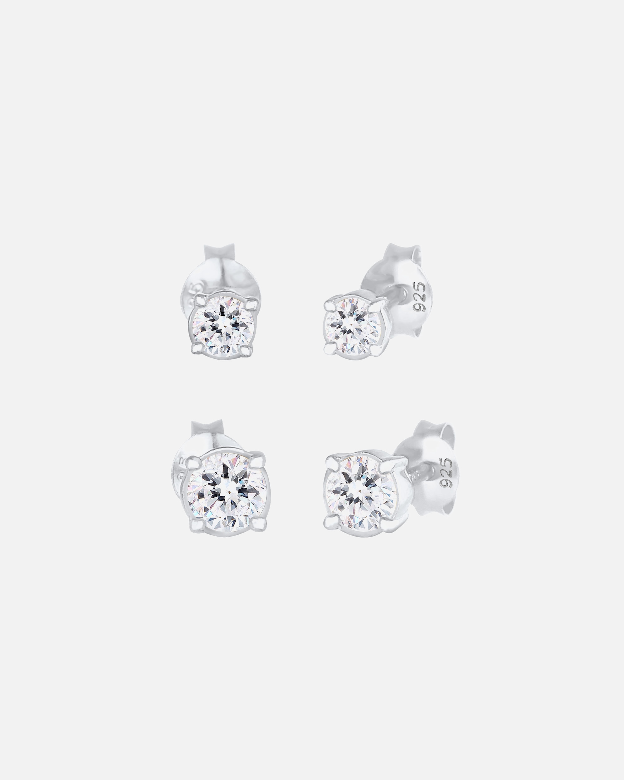 Elli Dames clous d'oreilles set de 2 avec cristaux en argent sterling 925