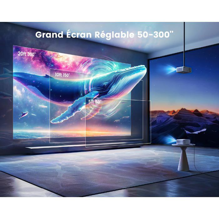 Projecteur 4K - ZIG-ZAG TERRITOIRES - 28000 Lumens - WiFi 6 - Bluetooth 5.2 - Zoom 50-100%