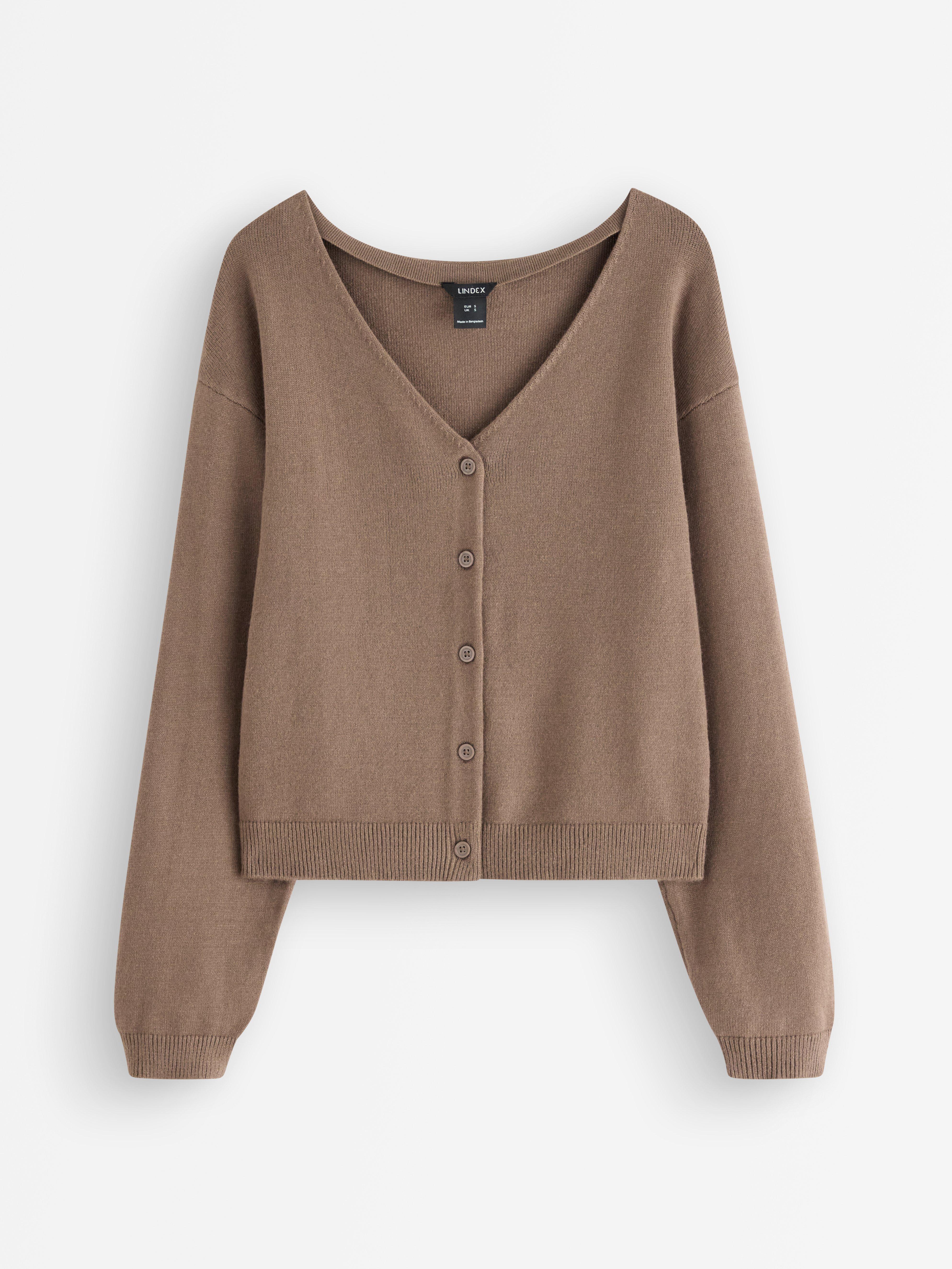 Strikket cardigan brun