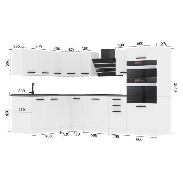 Cucina completa - B BELINI GROUP - MELANIE - Argento lucido - Design contemporaneo 360x60cm