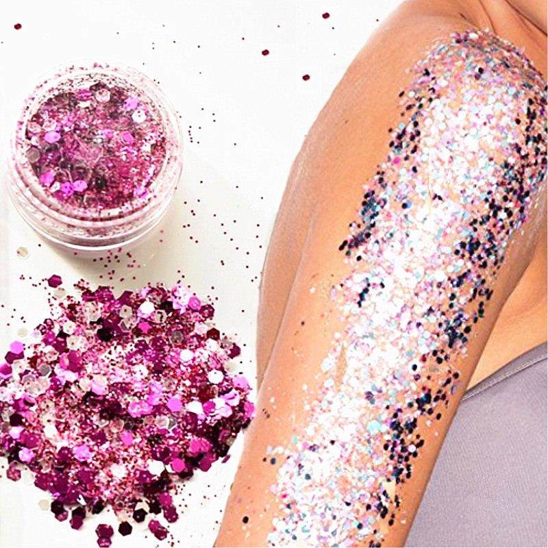 Paillettes hybrides, paillettes rondes, pots de paillettes colorées, paillettes pour ongles, visage et corps, fard à paupières, maquillage, poudre scintillante