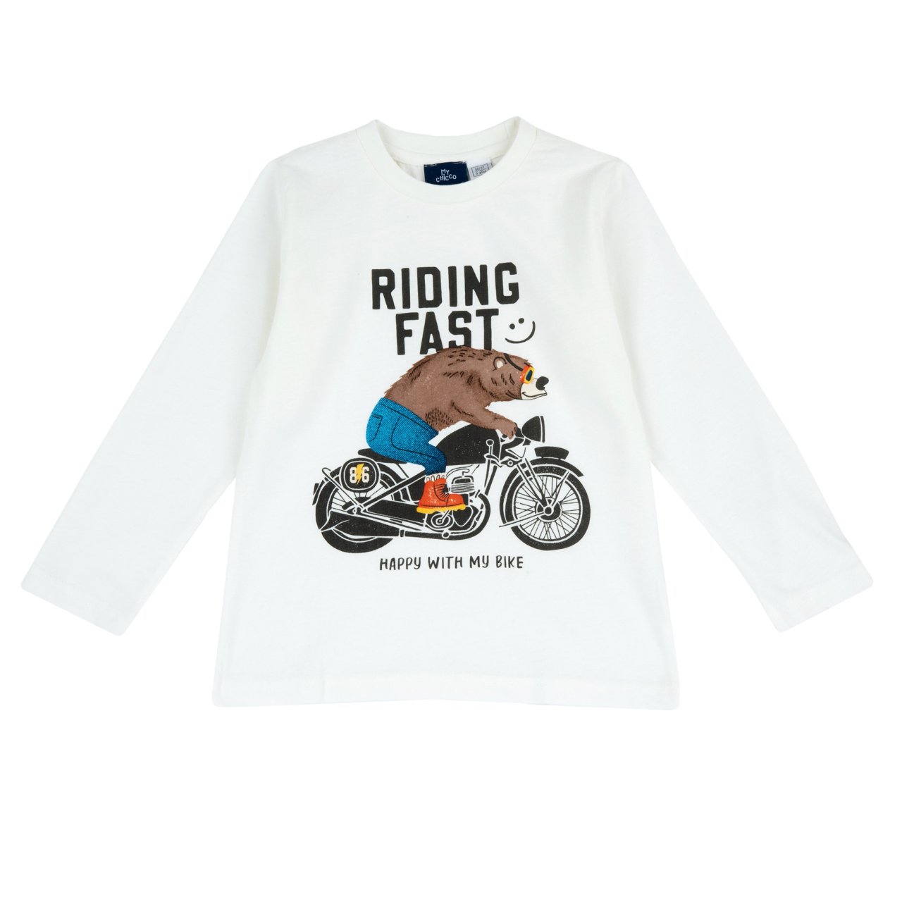Tricou cu mânecă lungă cu ursuleț motociclist