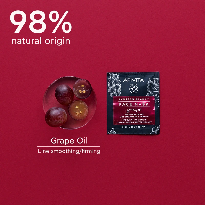 „Apivita Express Beauty Firming Face Mask“ Vynuogių raukšles mažinanti ir stangrinamoji veido kaukė