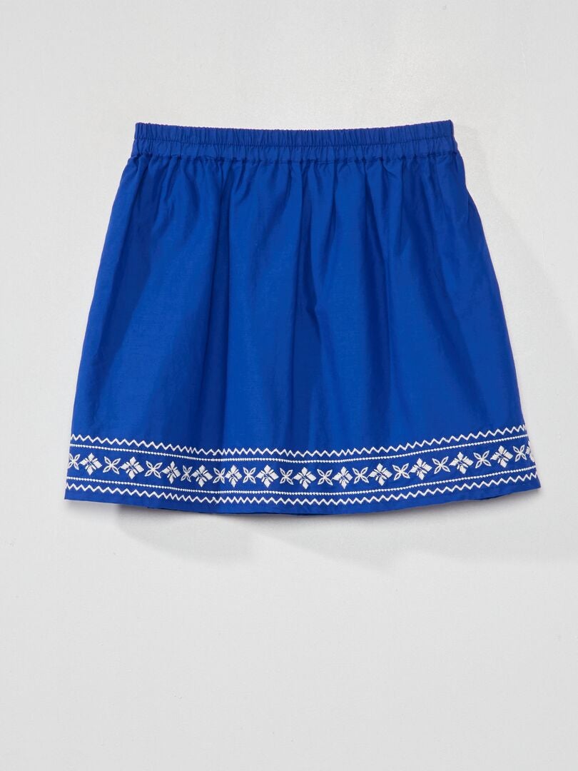 Korte uitlopende rok - blauw/wit