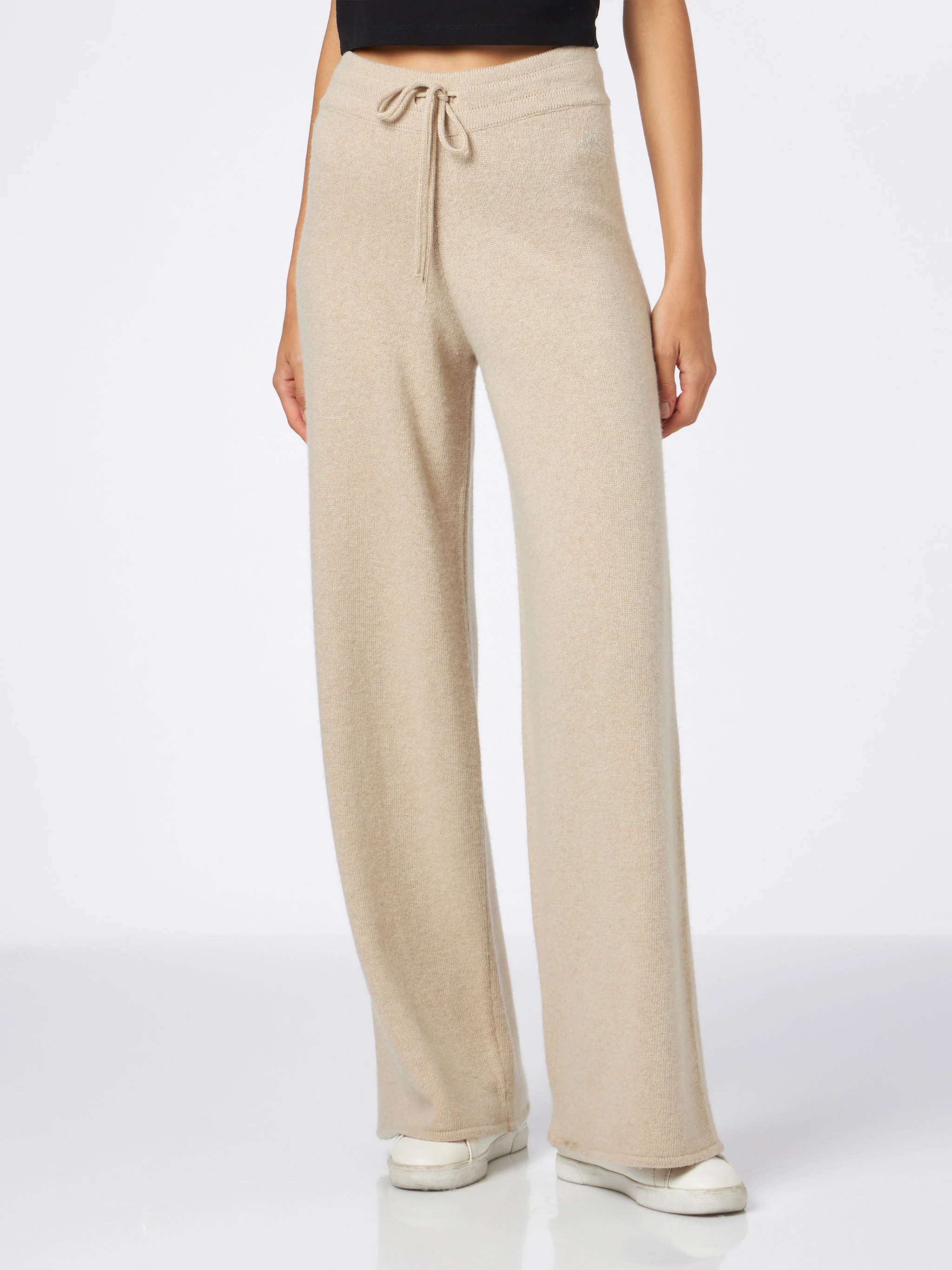 Pantalone a palazzo beige en maglia