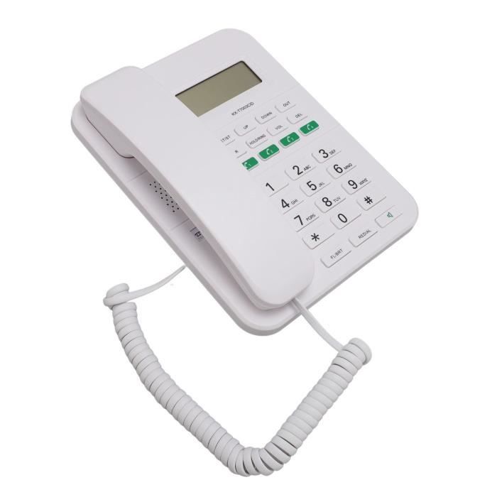 téléphone avec identification de l'appelant Téléphone fixe filaire 4 niveaux de volume et 5 telephonie telephone Blanc