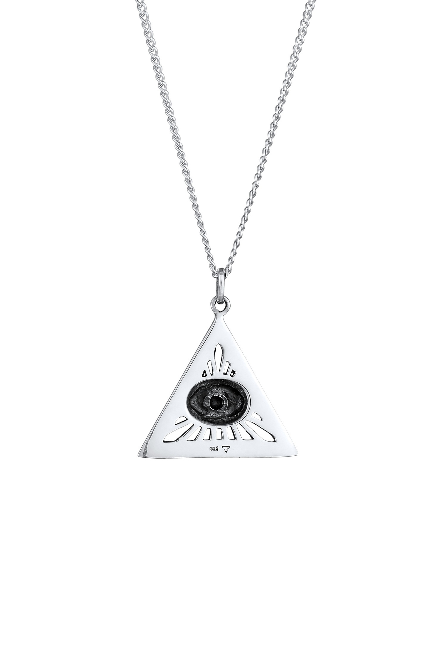 KUZZOI Hommes triangle pendentif Evil Eye en argent sterling 925