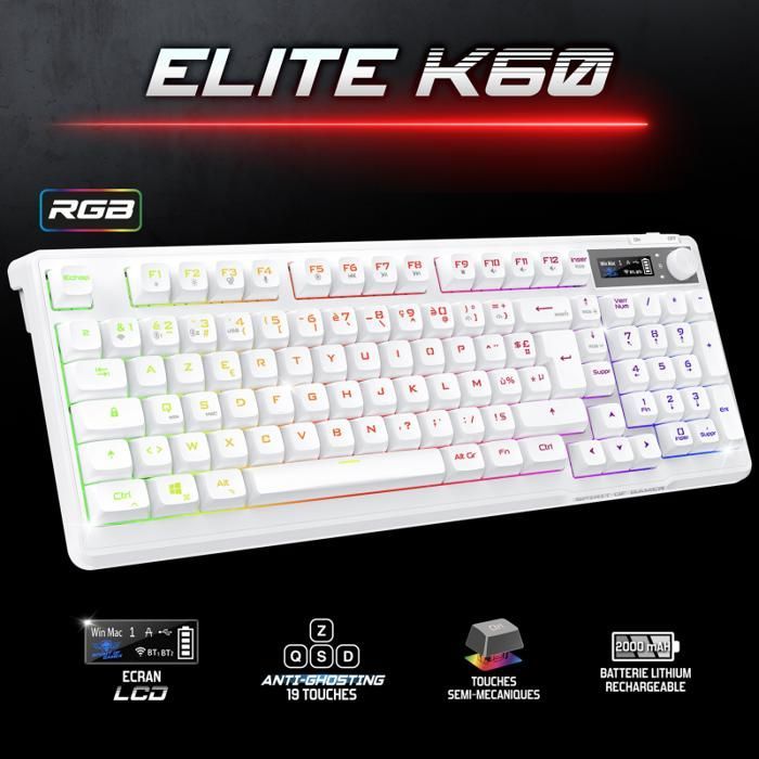 Gaming Keyboard - SPIRIT OF GAMER - K60 - Bluetooth Wireless - RGB Backlighting - 15 RGB Effects