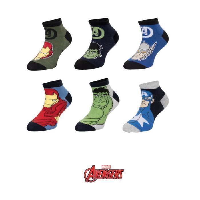 Calcetines infantiles con licencia de Los Vengadores - 6 pares - Multicolor - Para niños