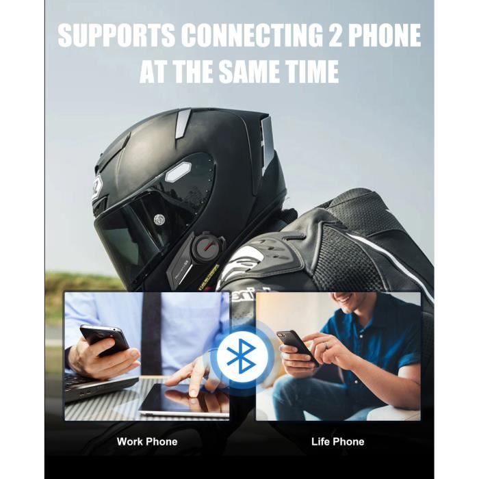2 walkie-talkies Bluetooth S8 para motocicleta - Intercomunicador para motocicleta de 6 personas, alcance de 1200 metros